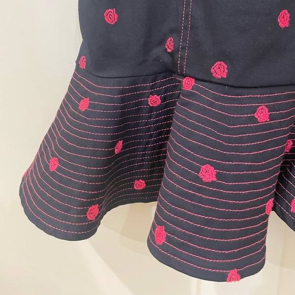 C/MEO Collective Anthropologie Black Pink Floral Rose Embroidered Mini Dress - Picture 4 of 11